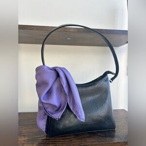 Talbots Silk Scarf Lavender Purple 15x16 Classic Square Neck Hair Bag Tie